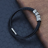 Men’s Black Leather Rope Bracelet – Minimalist Casual Fashion Accessory
